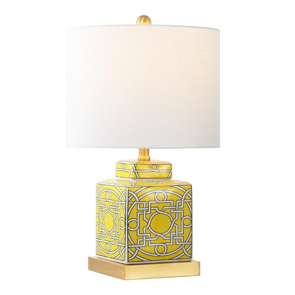 22 Inch Gold Square Table Lamp with Drum Shade Elegant Glam Lighting for Living Room