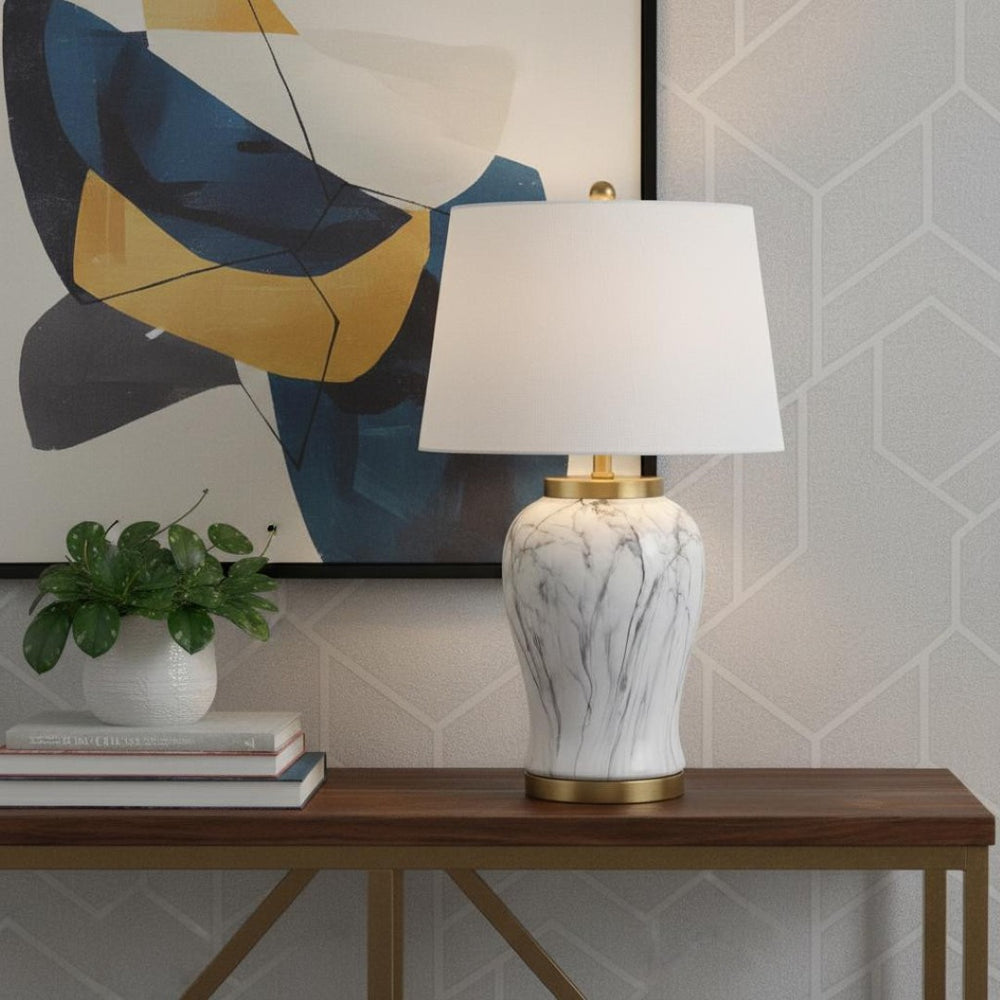 HomeRoots 31" Gold Table Lamp with Globe Shade – Chic LED Design for Elegant Home Lighting & Décor 715950