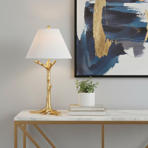 HomeRoots 26" Clear Novelty Table Lamp – Modern Glam LED Lighting with Elegant Drum Shade & Built-in Outlet 715961