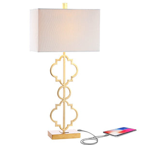 32 Inch Geometric Table Lamp with Shade for Modern Living Room Accent Lighting Decor
