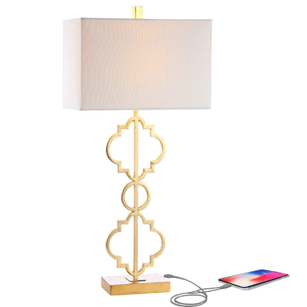32 Inch Geometric Table Lamp with Shade for Modern Living Room Accent Lighting Decor