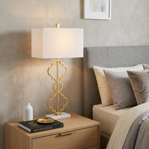 32 Inch Geometric Table Lamp with Shade for Modern Living Room Accent Lighting Decor