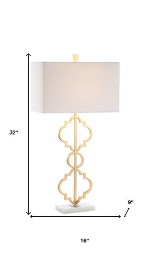 32 Inch Geometric Table Lamp with Shade for Modern Living Room Accent Lighting Decor