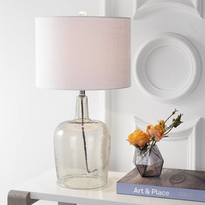 HomeRoots 21" Clear Novelty LED Table Lamp with Elegant Drum Shade – Modern Design for Any Room Decor 715965