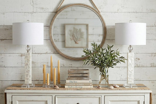 Set of Two 32 Inch Novelty Table Lamps with Elegant Drum Shades for Stylish Home Decor Accents
