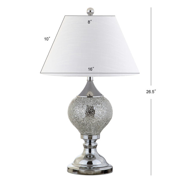 HomeRoots 27" Sleek Silver Table Lamp with Linen Drum Shade - Stylish LED Accent for Home & Office Use 715967