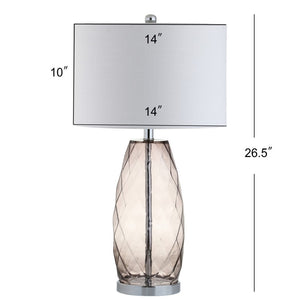 HomeRoots 27" Modern Silver Table Lamp with White Linen Drum Shade - LED Compatible, Stylish Illumination for Home 715968