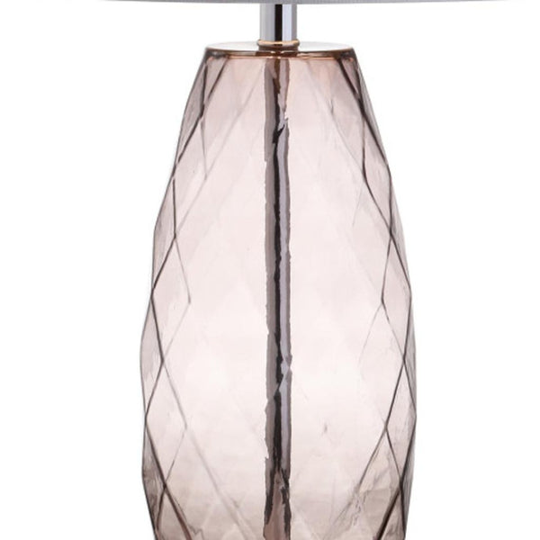 HomeRoots 27" Modern Silver Table Lamp with White Linen Drum Shade - LED Compatible, Stylish Illumination for Home 715968