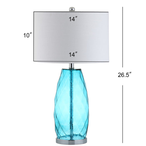 HomeRoots 19" Clear Table Lamp LED - Modern Crystal Base with White Drum Shade for Elegant Ambient Lighting 715969