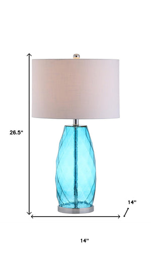 HomeRoots 19" Clear Table Lamp LED - Modern Crystal Base with White Drum Shade for Elegant Ambient Lighting 715969