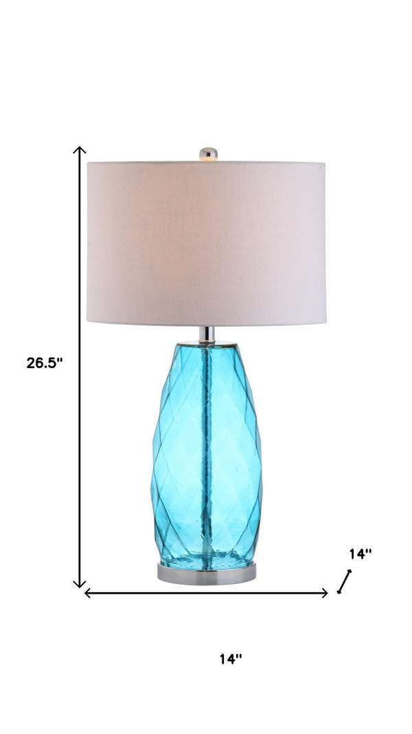 HomeRoots 19" Clear Table Lamp LED - Modern Crystal Base with White Drum Shade for Elegant Ambient Lighting 715969