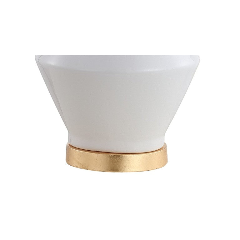 HomeRoots 29 Inch White Gold Drum Shade Table Lamp Elegant Glam Accent for Bedroom Nightstand 715970