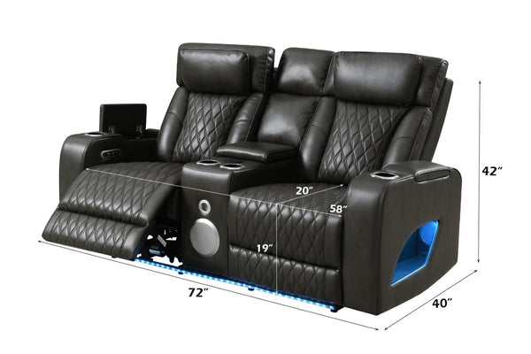 English Elm Taddeo Power Reclining Loveseat with Massage Led Console and Wireless Charging Hub B2726P435906