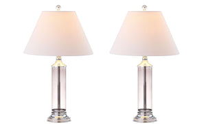 Set of Two Silver Finish Table Lamps with Empire Shades for Elegant Home Decor