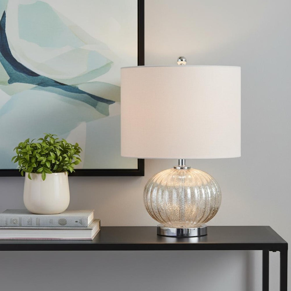 HomeRoots 26" Cream Ceramic Table Lamp with Elegant Drum Shade - LED-Compatible, Stylish & Versatile Design 715979