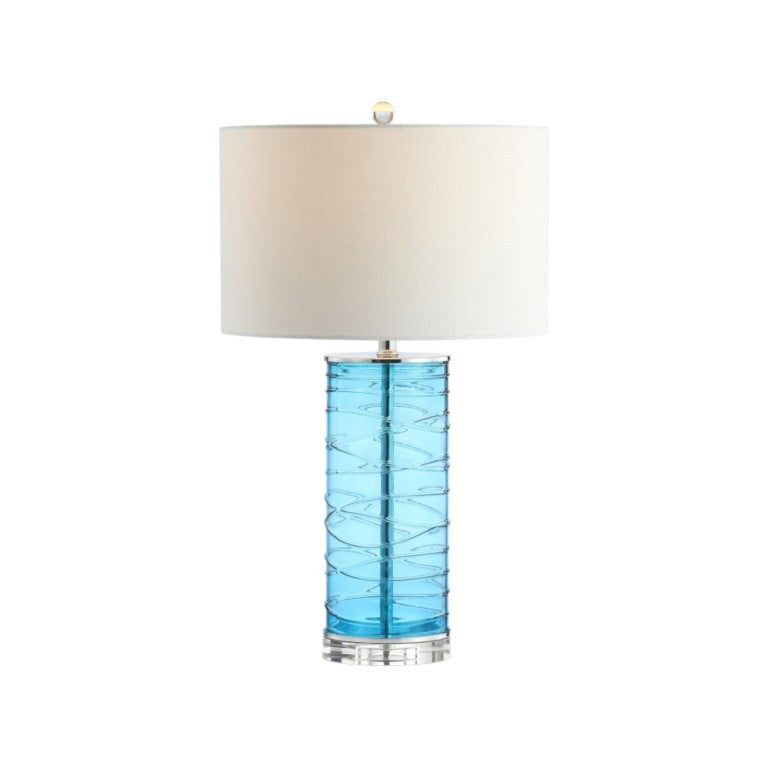 HomeRoots Set of Two Turquoise Accent Table Lamps with Drum Shades for Stylish Living Spaces 715975