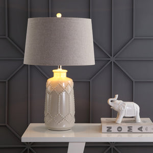 HomeRoots 23" Clear Novelty Table Lamp - Contemporary Drum Shade for Stylish Ambiance in Any Room Decor 715980