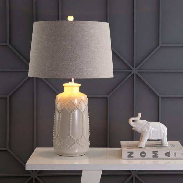HomeRoots 23" Clear Novelty Table Lamp - Contemporary Drum Shade for Stylish Ambiance in Any Room Decor 715980