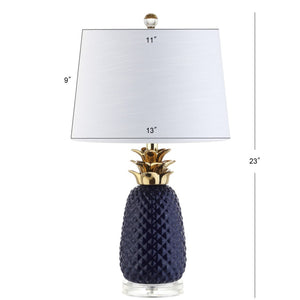 HomeRoots 23" Clear Table Lamp with Elegant White Drum Shade - Modern Design for Soft Ambient Lighting 715981