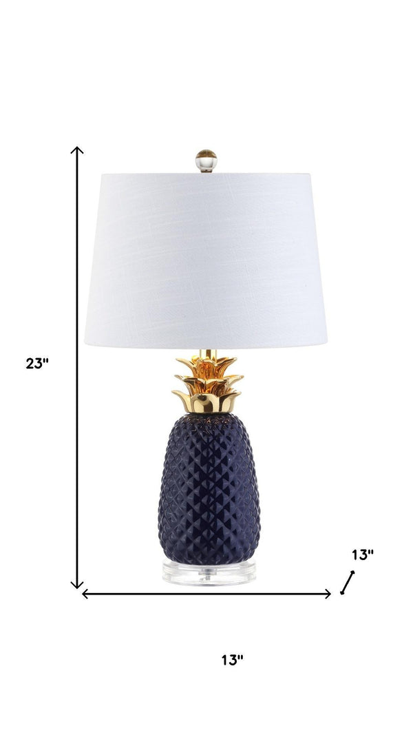 HomeRoots 23" Clear Table Lamp with Elegant White Drum Shade - Modern Design for Soft Ambient Lighting 715981