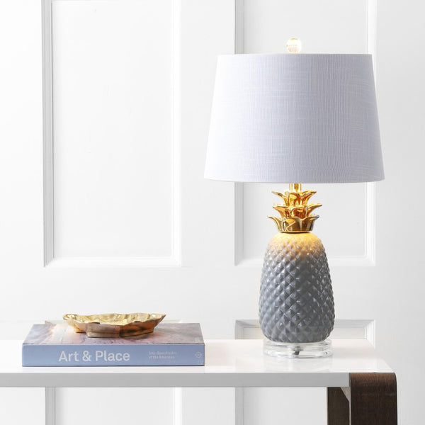 HomeRoots 23" Clear Table Lamp with Contemporary Drum Shade - Stylish LED Lighting for Modern Spaces 715982