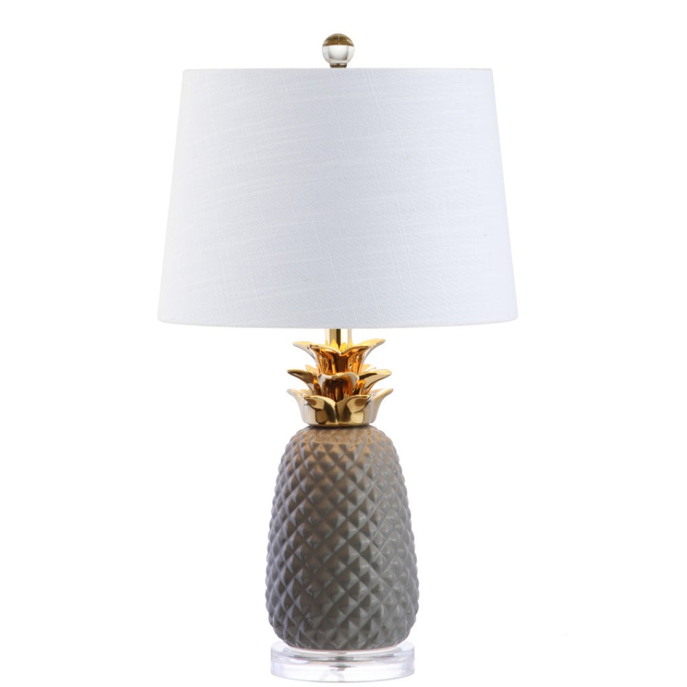 HomeRoots 23" Clear Table Lamp with Contemporary Drum Shade - Stylish LED Lighting for Modern Spaces 715982