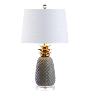 HomeRoots 23" Clear Table Lamp with Contemporary Drum Shade - Stylish LED Lighting for Modern Spaces 715982