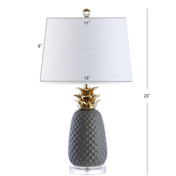 HomeRoots 23" Clear Table Lamp with Contemporary Drum Shade - Stylish LED Lighting for Modern Spaces 715982