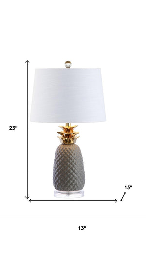 HomeRoots 23" Clear Table Lamp with Contemporary Drum Shade - Stylish LED Lighting for Modern Spaces 715982