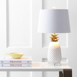 HomeRoots 23" Clear Pineapple Table Lamp - Modern LED Light with Globe Shade for Chic Tropical Décor 715984