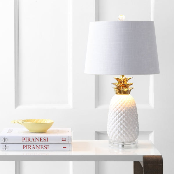 HomeRoots 23" Clear Pineapple Table Lamp - Modern LED Light with Globe Shade for Chic Tropical Décor 715984