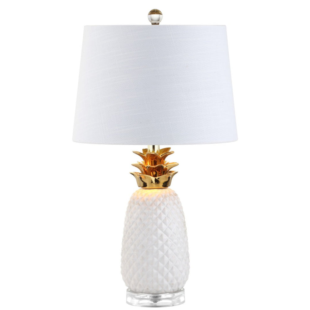 HomeRoots 23" Clear Pineapple Table Lamp - Modern LED Light with Globe Shade for Chic Tropical Décor 715984
