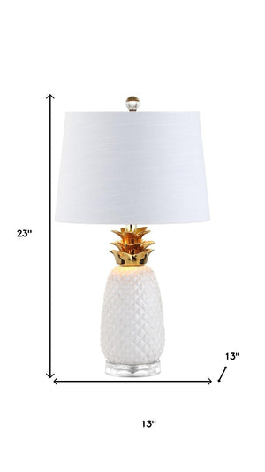 HomeRoots 23" Clear Pineapple Table Lamp - Modern LED Light with Globe Shade for Chic Tropical Décor 715984