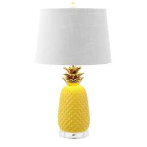 HomeRoots 23 Inch Gold Pineapple Accent Table Lamp with Globe Shade for Tropical Decor 715983