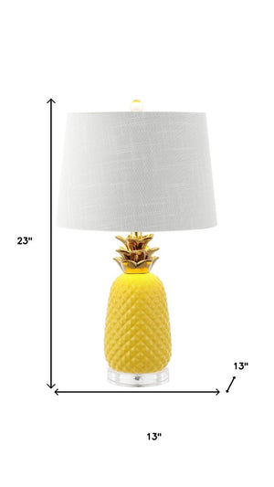 23 Inch Gold Pineapple Accent Table Lamp with Globe Shade for Tropical Decor