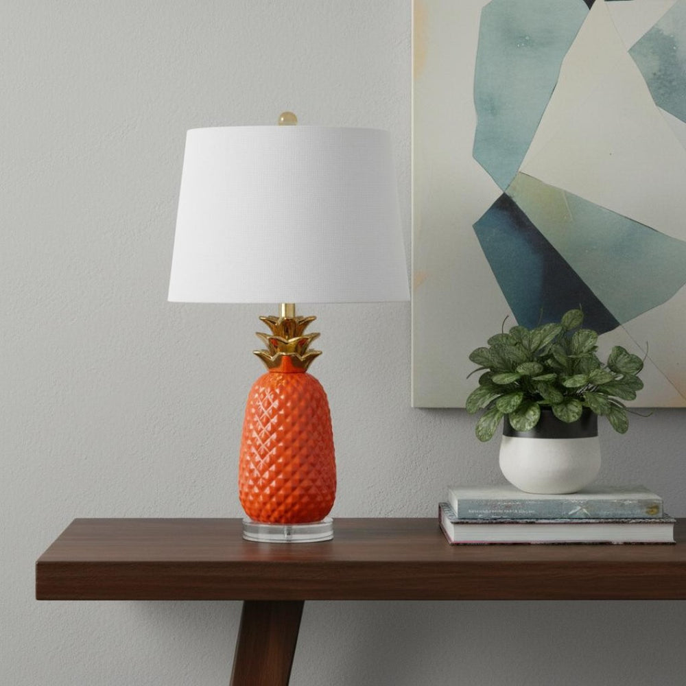 HomeRoots Set of Two 27" Clear Acrylic Novelty Table Lamps with Globe Shades for Modern Home Décor 715986