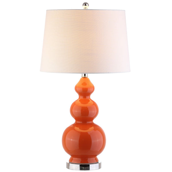 HomeRoots 28" Gold Novelty Table Lamp - Elegant LED Design with Linen Drum Shade for Modern Home Decor 715988