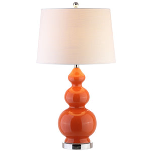HomeRoots 28" Gold Novelty Table Lamp - Elegant LED Design with Linen Drum Shade for Modern Home Decor 715988