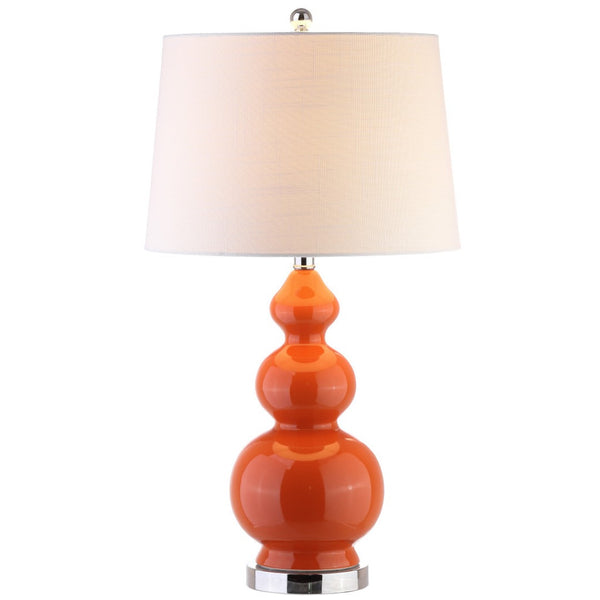 HomeRoots 28" Gold Novelty Table Lamp - Elegant LED Design with Linen Drum Shade for Modern Home Decor 715988