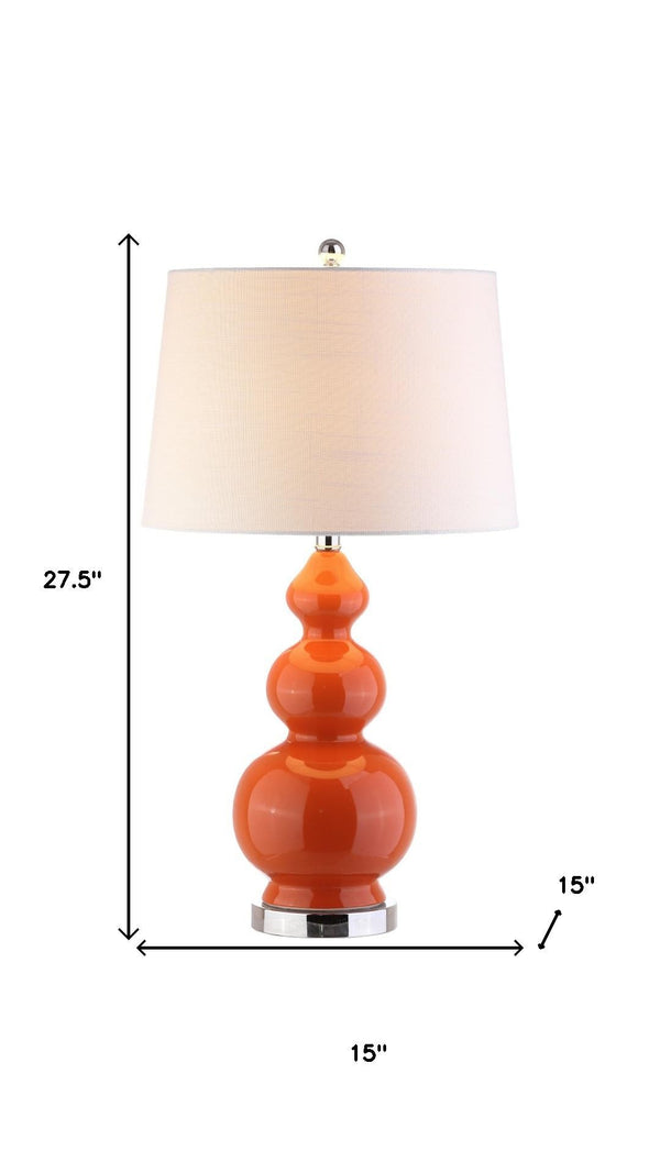 HomeRoots 28" Gold Novelty Table Lamp - Elegant LED Design with Linen Drum Shade for Modern Home Decor 715988