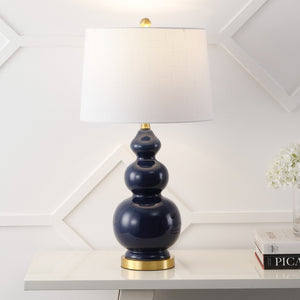HomeRoots 28" Gold Novelty Table Lamp - Elegant LED Design with White Drum Shade for Any Home Décor Style 715989