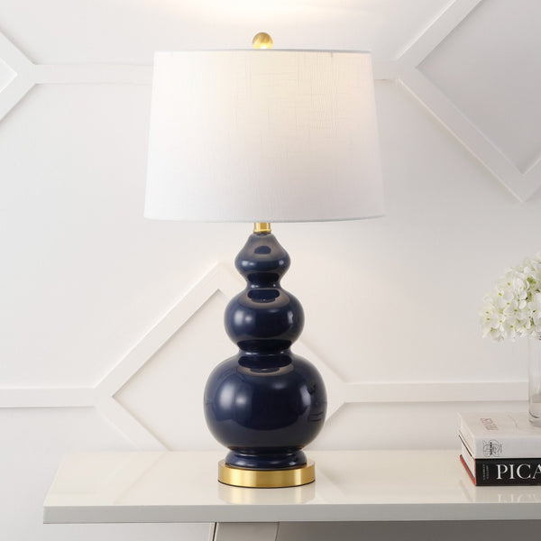 HomeRoots 28" Gold Novelty Table Lamp - Elegant LED Design with White Drum Shade for Any Home Décor Style 715989