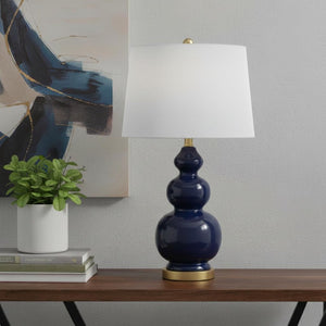 HomeRoots 28" Gold Novelty Table Lamp - Elegant LED Design with White Drum Shade for Any Home Décor Style 715989