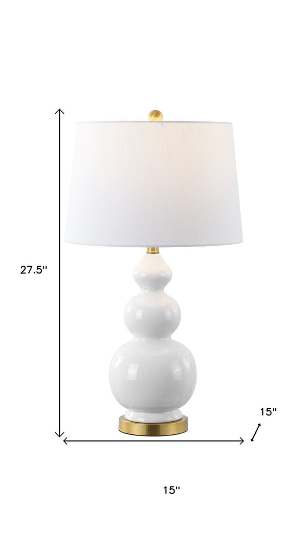 HomeRoots 29" Gold Novelty Table Lamp - Modern Iron Base with White Linen Shade for Cozy Ambient Lighting 715991