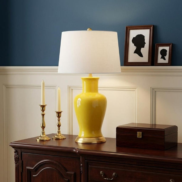 29 Inch Urn Table Lamp with Empire Shade Elegant Glam Bedside and Bedroom Accent Light