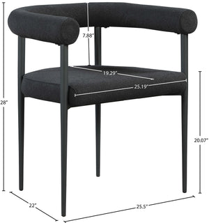 Louie Black Boucle Fabric Dining Chair 715Black-C Meridian Furniture