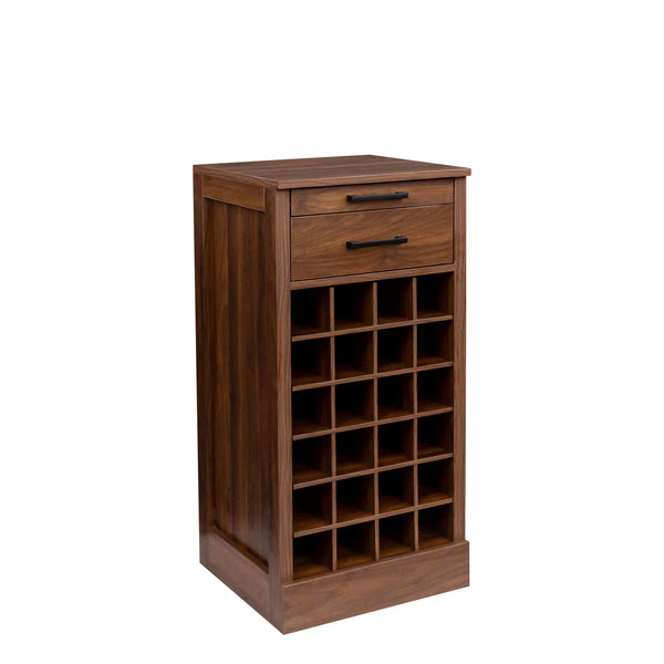 English Elm brown Modular 28-Bottle Wine Cabinet Buffet Cabinet - Dark Melamine Finish, 28-Slot Storage, Compact_x0015_ Walnut Brown W331P266135