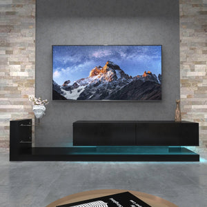 English Elm [new New Update Led Tv Stand with Power Outlet Fits 75 Inch Screens Modern Console Black W1701P413008