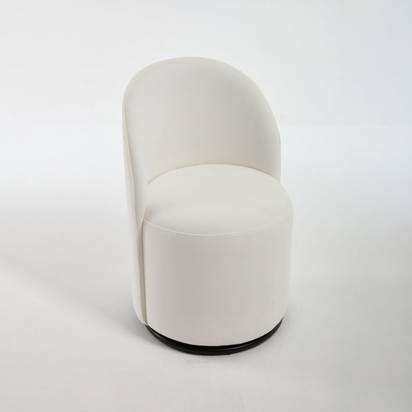English Elm Set Velvet Swivel Barrel Accent Chair Mid Century Ergonomic Seat for Dining Vanity Cream W3244P308280