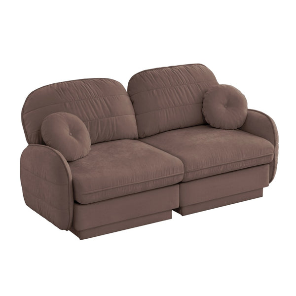 English Elm Chenille Cloud Loveseat with Quilted Back Cushions Deep Foam Seat Modern Living Room Sofa Rose Dust W714S01774